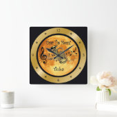 Horloge Carrée "Sur la Lune"~ Tuba ~ Échelle musicale ~ * ~ (Maison)