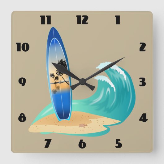Horloge Carrée surf (Recto)