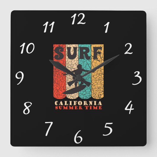 Horloge Carrée Surf California Wall Clock (Recto)