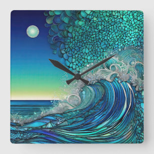Horloge Carrée Surf surréel
