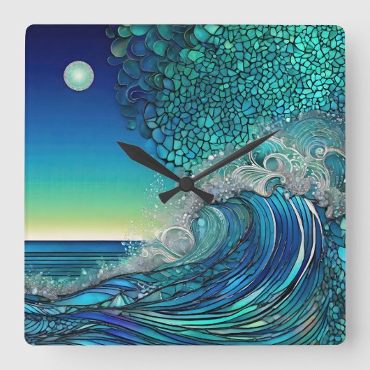 Horloge Carrée Surf surréel (Recto)