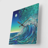 Horloge Carrée Surf surréel (Angle)