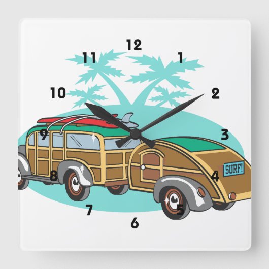 Horloge Carrée Surf Woody Station Wagon (Recto)