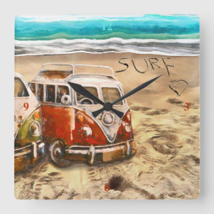 Horloge Carrée Surfdudes,