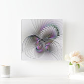 Horloge Carrée Surreal Shy Beauty Moderne Art Fractal Abstrait (Maison)