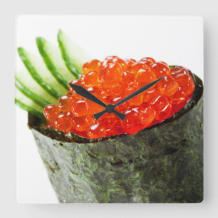 Horloge Carrée Sushi d'Ikura (oeufs de poisson saumonés) Gunkan