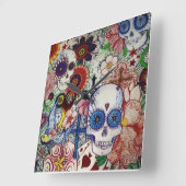 Horloge Carrée suskull day of the dead tattoo art cloture (Angle)