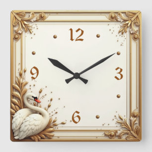 Horloge Carrée Swan Art déco