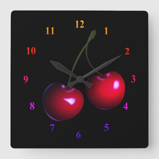 Horloge Carrée Sweet Cherry (Recto)