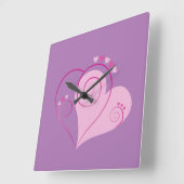Horloge Carrée Sweet Cute Happy Valentine Love Hearts (Angle)