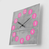 Horloge Carrée Sweet Gray Tiles with White Digits Pink (Angle)
