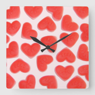 Horloge Carrée Sweet Hearts Pink clock square