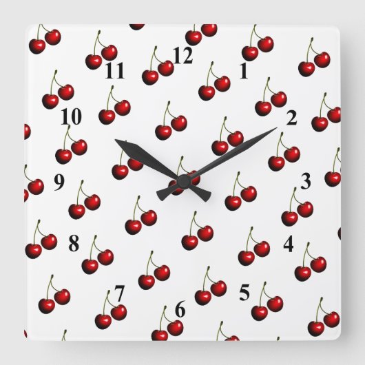 Horloge Carrée Sweet Red Cherry (Recto)