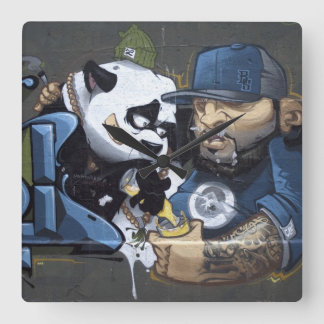 Horloge Carrée Sweet Sad Panda A Trouvé Un Buddy