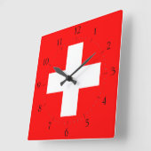 Horloge Carrée Swiss Flag I (Angle)