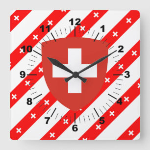Horloge Carrée Swiss stripes flag