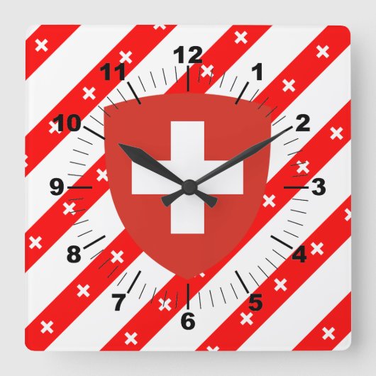 Horloge Carrée Swiss stripes flag (Recto)