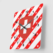 Horloge Carrée Swiss stripes flag (Angle)