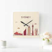 Horloge Carrée Sydney, Australie | Doodle Skyline (Maison)