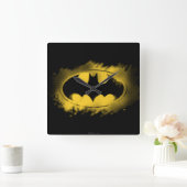 Horloge Carrée Symbole Batman | Logo noir et jaune (Maison)