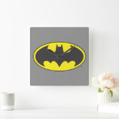 Horloge Carrée Symbole Batman | Logo Oval de chauve-souris (Maison)