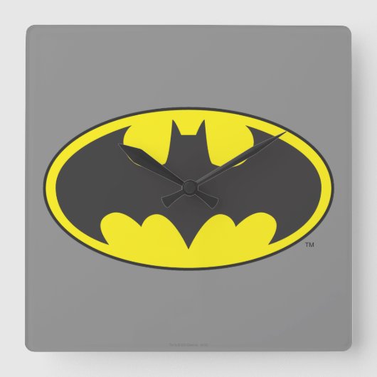 Horloge Carrée Symbole Batman | Logo Oval de chauve-souris (Recto)