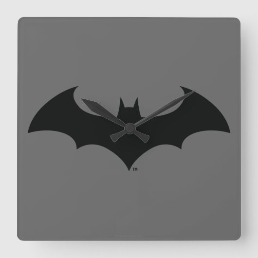 Horloge Carrée Symbole Batman | Logo Simple Bat Silhouette (Recto)