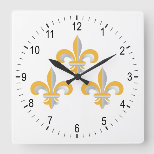 Horloge Carrée Symbole de Fleur de Lis (Recto)