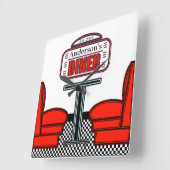 Horloge Carrée Symbole de la boîte rouge rétro (Angle)