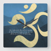 Horloge Carrée Symbole de l'OM bleu et or de l'instructeur de méd (Recto)