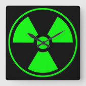Horloge Carrée Symbole de rayonnement radioactif nucléaire en ver (Recto)
