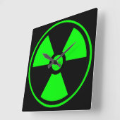 Horloge Carrée Symbole de rayonnement radioactif nucléaire en ver (Angle)
