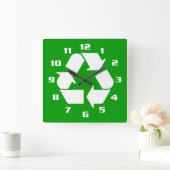 HORLOGE CARRÉE SYMBOLE DE RECYCLAGE BLANC FRAIS POUR ALLER VERS U (Maison)