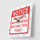 Horloge Carrée Symbole du camp naturiste de plage (Angle)