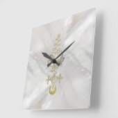 Horloge Carrée Symbole en pastel d'Unalome Lotus de perle (Angle)