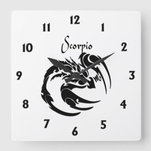 Horloge Carrée Symbole et signe du zodiaque Scorpion