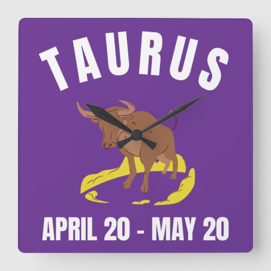 Horloge Carrée Symbole étoile de Taurus (Recto)