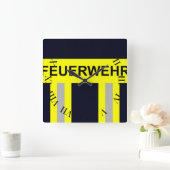 Horloge Carrée Symbole Feuerwehr Blau uniforme (Maison)