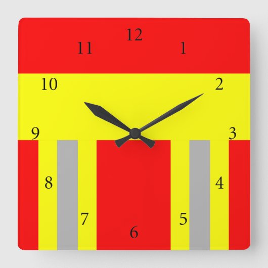 Horloge Carrée SYMBOLE Feuerwehr Rot Uniforme Quadratische Wanduh (Recto)