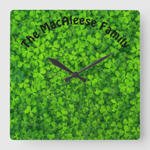 Horloge Carrée Symbole irlandais vert shamrock Clovers Irlande