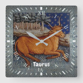 Horloge Carrée Symbole Taurus Zodiac Bull fête d'anniversaire (Recto)
