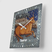 Horloge Carrée Symbole Taurus Zodiac Bull fête d'anniversaire (Angle)