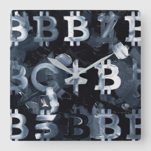 Horloge Carrée Symboles de Bitcoin (Style : 2)