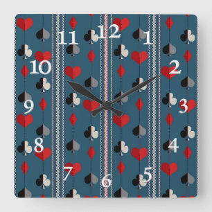 Horloge Carrée Symboles de cartes à jouer. Pour les amateurs de p