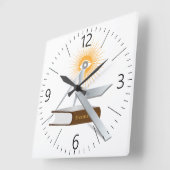 Horloge Carrée Symboles de franc-maçonnerie (Angle)