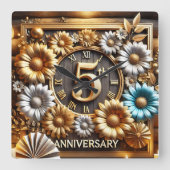 Horloge Carrée Symbolisant le 5e anniversaire de mariage (Recto)