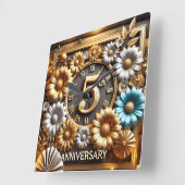 Horloge Carrée Symbolisant le 5e anniversaire de mariage (Angle)