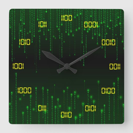 Horloge Carrée Système binaire très Cool et créatif (Recto)