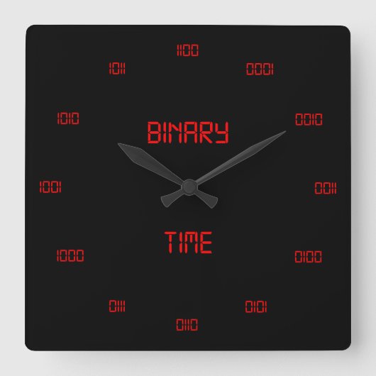 Horloge Carrée Système de numérotation binaire classique (Recto)