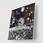 Horloge Carrée Système solaire (Angle)